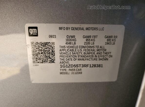 1G1ZD5ST3RF128381 2024 CHEVROLET MALIBU Gray Вид підкапотного простору