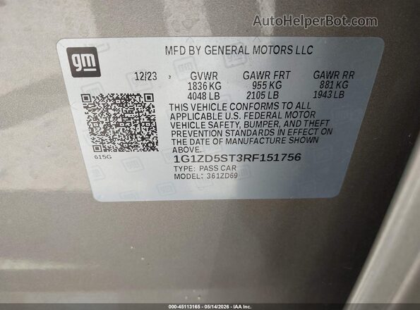 1G1ZD5ST3RF151756 2024 CHEVROLET MALIBU Beige 