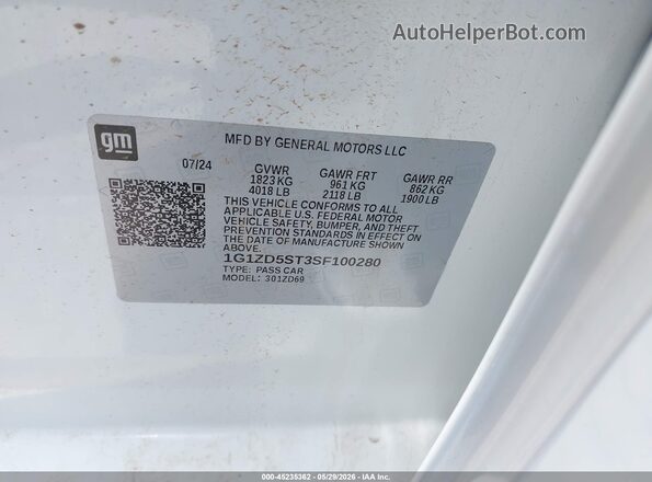 1G1ZD5ST3SF100280 2025 CHEVROLET MALIBU White Engine compartment view