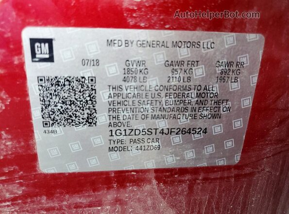 1G1ZD5ST4JF264524 2018 CHEVROLET MALIBU Red 