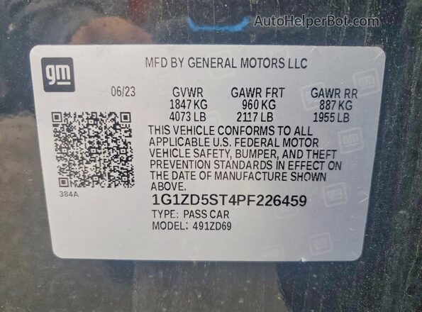 1G1ZD5ST4PF226459 2023 CHEVROLET MALIBU Black 