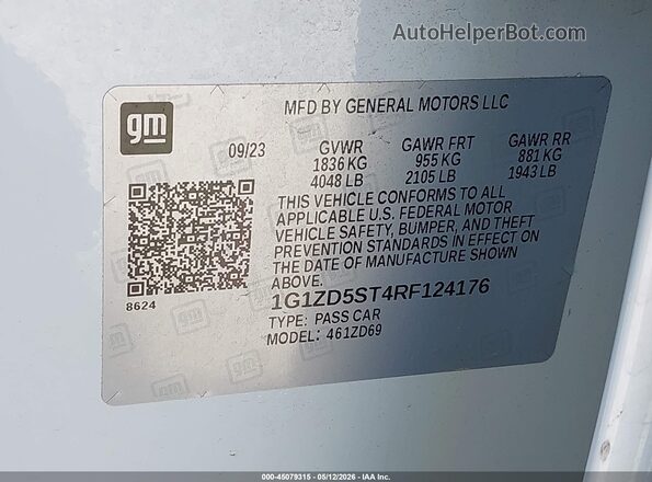 1G1ZD5ST4RF124176 2024 CHEVROLET MALIBU Белый Вид подкапотного пространства
