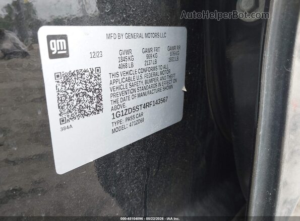 1G1ZD5ST4RF143567 2024 CHEVROLET MALIBU Black Engine compartment view