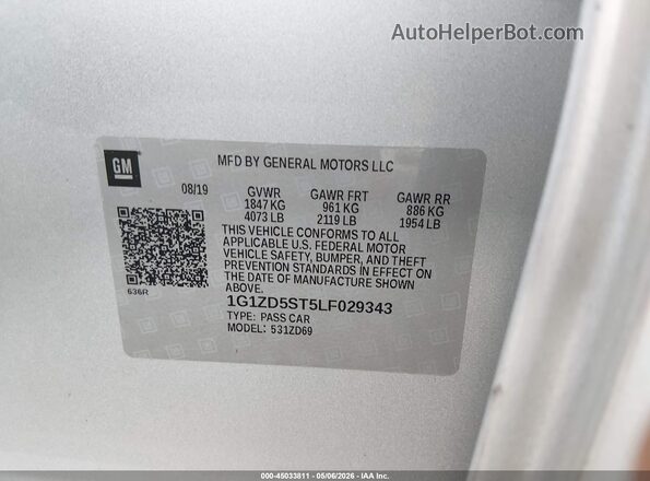 1G1ZD5ST5LF029343 2020 CHEVROLET MALIBU Silver Engine compartment view