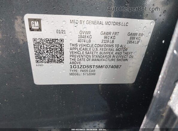 1G1ZD5ST5MF074087 2021 CHEVROLET MALIBU Gray Widok komory silnika