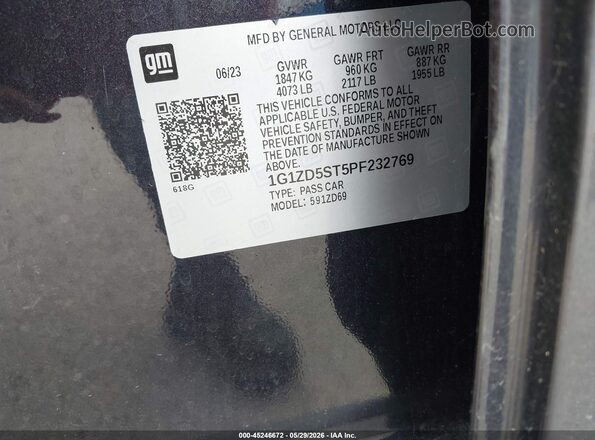 1G1ZD5ST5PF232769 2023 CHEVROLET MALIBU Черный Вид подкапотного пространства
