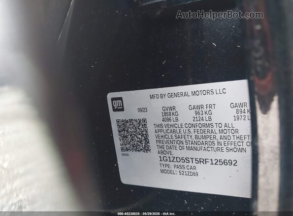 1G1ZD5ST5RF125692 2024 CHEVROLET MALIBU Черный Вид подкапотного пространства