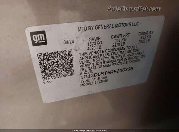 1G1ZD5ST5RF206336 2024 CHEVROLET MALIBU Желто-коричневый Вид подкапотного пространства