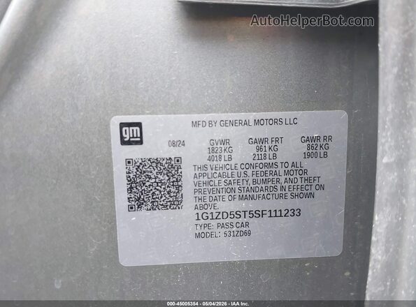 1G1ZD5ST5SF111233 2025 CHEVROLET MALIBU Gray Engine compartment view
