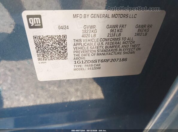 1G1ZD5ST6RF207186 2024 CHEVROLET MALIBU Blue Вид підкапотного простору