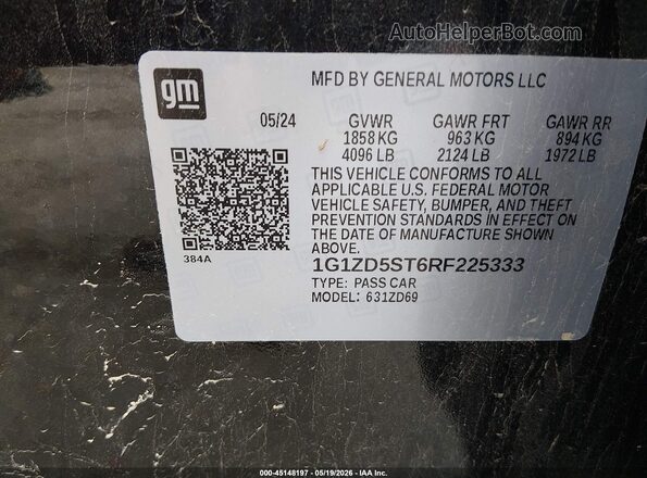 1G1ZD5ST6RF225333 2024 CHEVROLET MALIBU Black Widok komory silnika