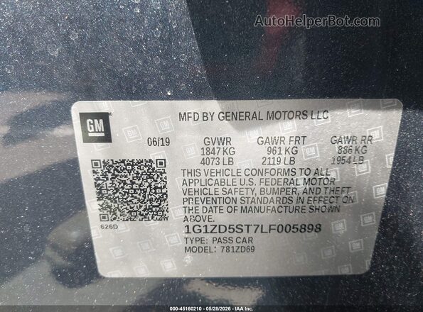 1G1ZD5ST7LF005898 2020 CHEVROLET MALIBU Серый 