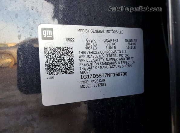 1G1ZD5ST7NF160700 2022 CHEVROLET MALIBU Black Vista del compartimento del motor