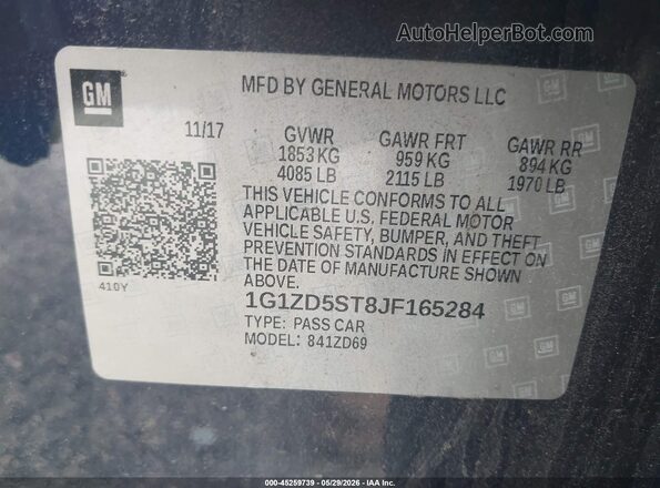 1G1ZD5ST8JF165284 2018 CHEVROLET MALIBU Blue Вид підкапотного простору
