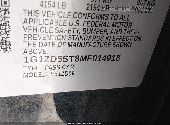 1G1ZD5ST8MF014918 2021 CHEVROLET MALIBU Gray Widok komory silnika