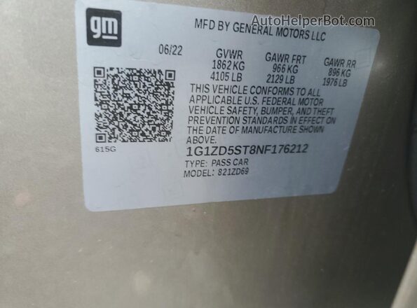 1G1ZD5ST8NF176212 2022 CHEVROLET MALIBU Gold 