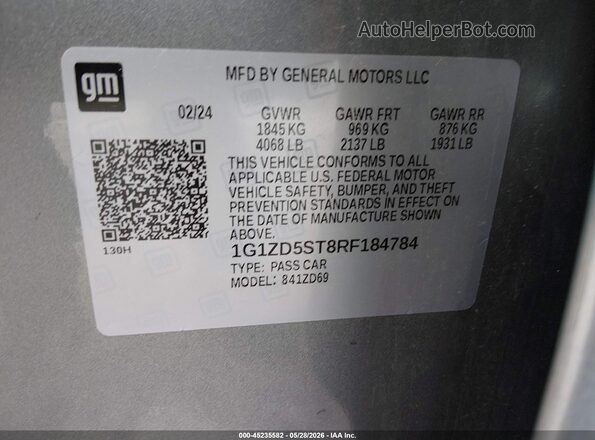 1G1ZD5ST8RF184784 2024 CHEVROLET MALIBU Серый Вид подкапотного пространства