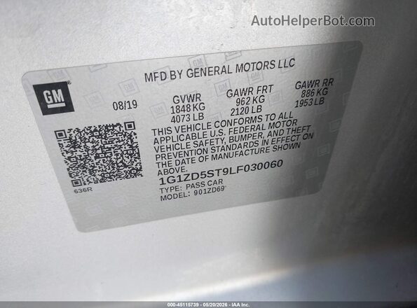 1G1ZD5ST9LF030060 2020 CHEVROLET MALIBU Серебряный Вид подкапотного пространства