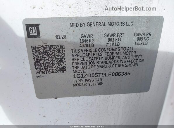 1G1ZD5ST9LF086385 2020 CHEVROLET MALIBU White ძრავის განყოფილების ხედი