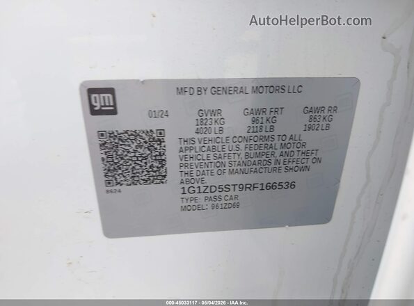 1G1ZD5ST9RF166536 2024 CHEVROLET MALIBU Белый Вид подкапотного пространства