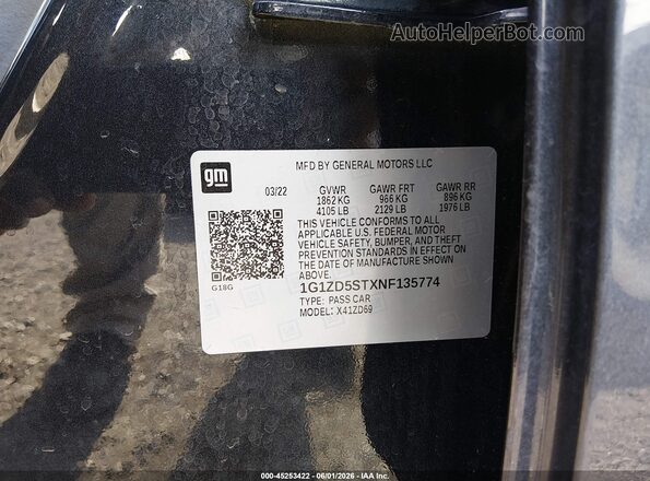 1G1ZD5STXNF135774 2022 CHEVROLET MALIBU Dark Blue Вид подкапотного пространства