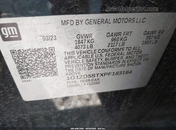 1G1ZD5STXPF183164 2023 CHEVROLET MALIBU Black 