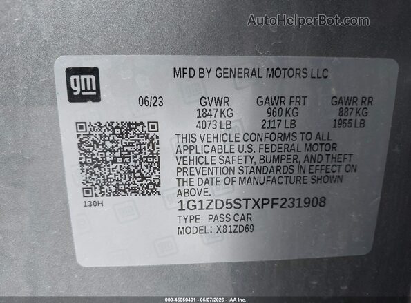 1G1ZD5STXPF231908 2023 CHEVROLET MALIBU Silver Вид підкапотного простору