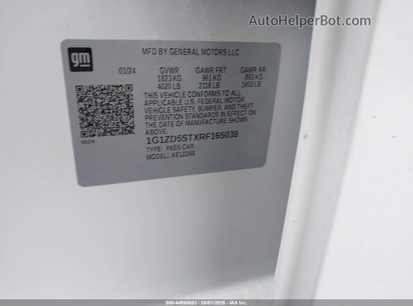1G1ZD5STXRF165038 2024 CHEVROLET MALIBU White Engine compartment view