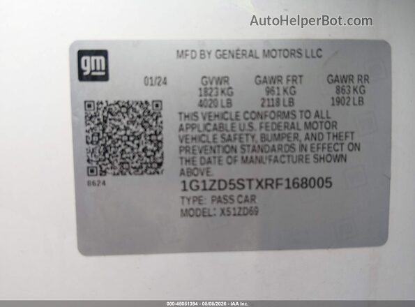 1G1ZD5STXRF168005 2024 CHEVROLET MALIBU Белый Вид подкапотного пространства