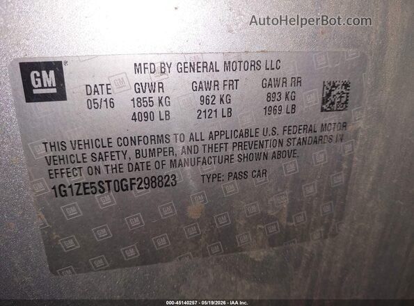 1G1ZE5ST0GF298823 2016 CHEVROLET MALIBU Silver Widok komory silnika