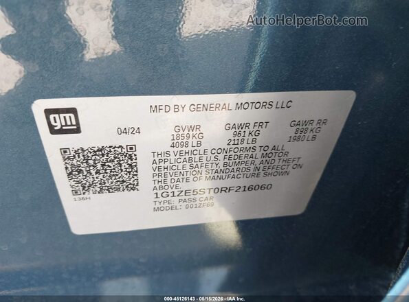1G1ZE5ST0RF216060 2024 CHEVROLET MALIBU Синий Вид подкапотного пространства