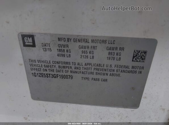 1G1ZE5ST3GF190079 2016 CHEVROLET MALIBU White Շարժիչի բաժամունքի տեսք