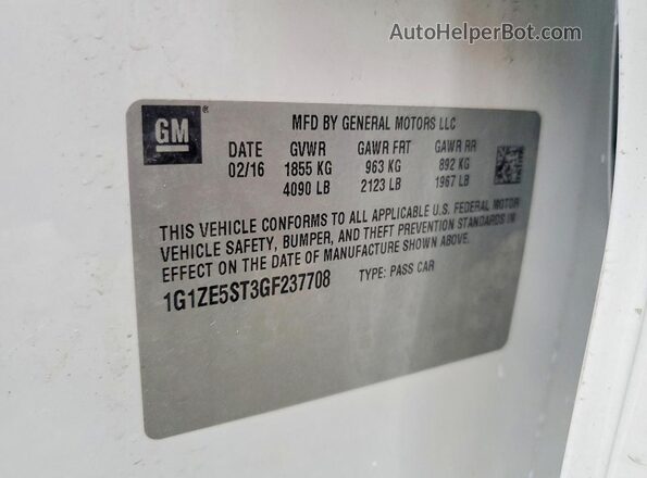 1G1ZE5ST3GF237708 2016 CHEVROLET MALIBU White 