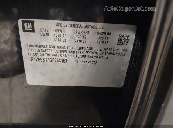 1G1ZE5ST4GF263167 2016 CHEVROLET MALIBU Black 