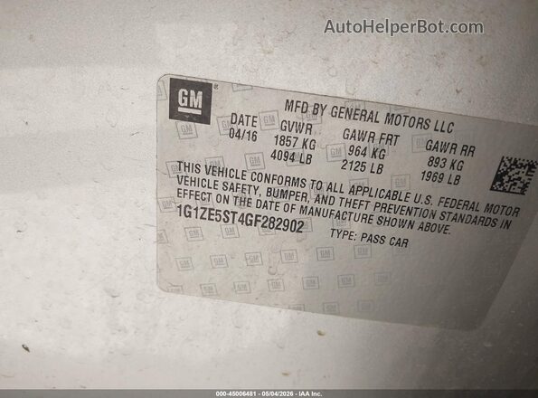 1G1ZE5ST4GF282902 2016 CHEVROLET MALIBU Silver Widok komory silnika