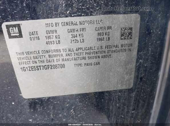 1G1ZE5ST7GF208700 2016 CHEVROLET MALIBU Blue 