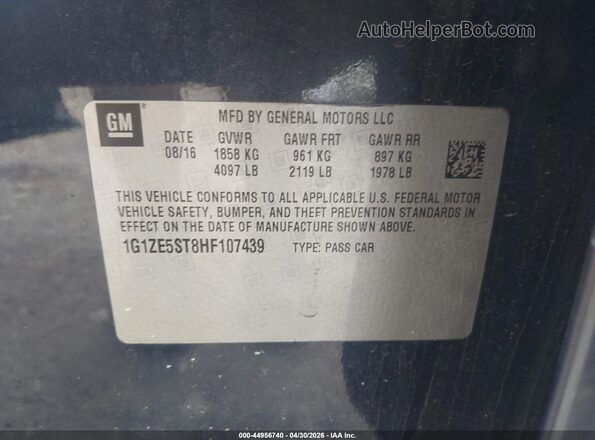1G1ZE5ST8HF107439 2017 CHEVROLET MALIBU Black 