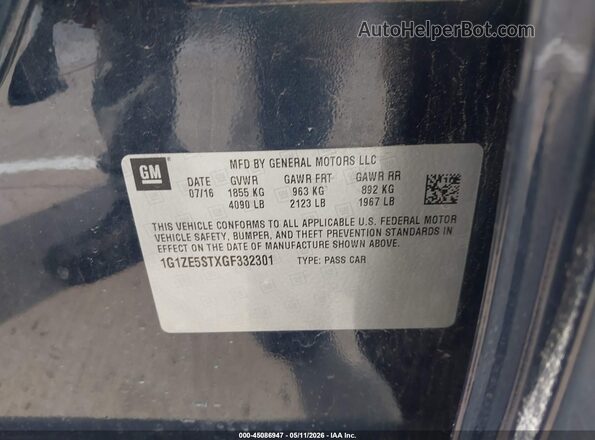 1G1ZE5STXGF332301 2016 CHEVROLET MALIBU Blue Vista del compartimento del motor