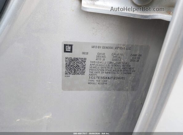 1G1ZE5SX4JF284031 2018 CHEVROLET MALIBU Silver 