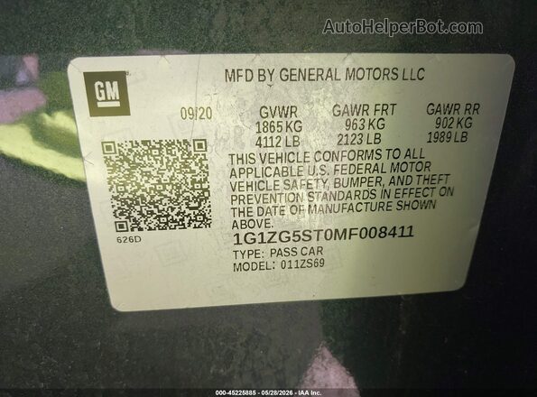 1G1ZG5ST0MF008411 2021 CHEVROLET MALIBU Gray Vista del compartimento del motor