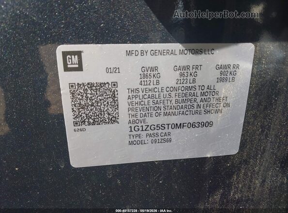 1G1ZG5ST0MF063909 2021 CHEVROLET MALIBU Gray Engine compartment view