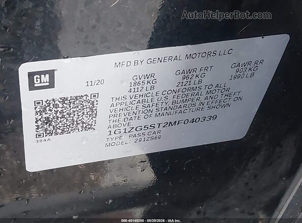 1G1ZG5ST2MF040339 2021 CHEVROLET MALIBU Black Vista del compartimento del motor