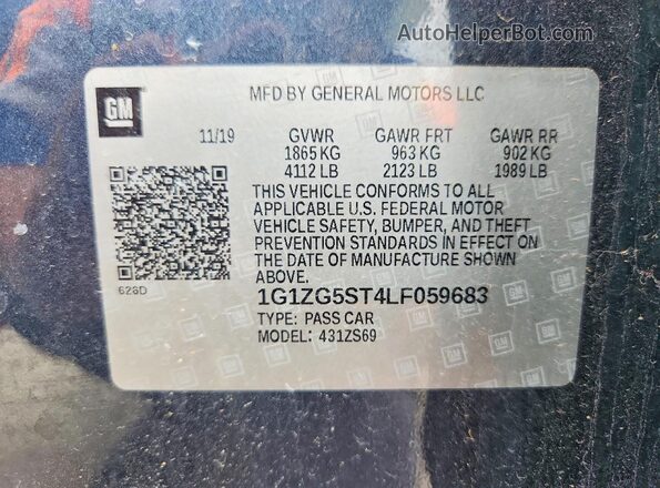 1G1ZG5ST4LF059683 2020 CHEVROLET MALIBU Blue Widok komory silnika