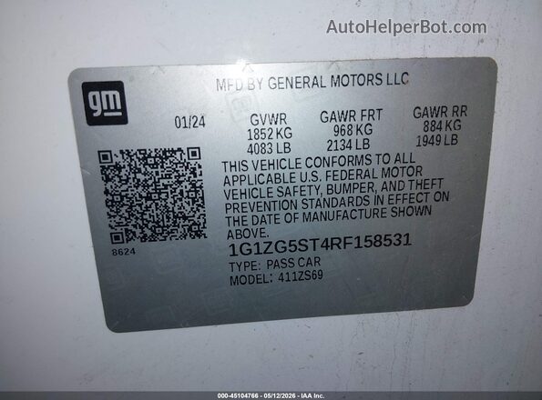 1G1ZG5ST4RF158531 2024 CHEVROLET MALIBU White Vista del compartimento del motor