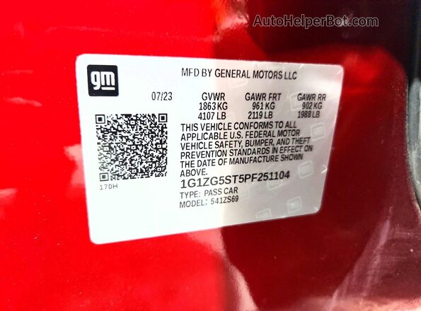 1G1ZG5ST5PF251104 2023 CHEVROLET MALIBU Red 