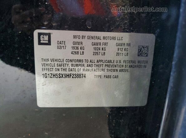 1G1ZH5SX9HF238874 2017 CHEVROLET MALIBU Черный 