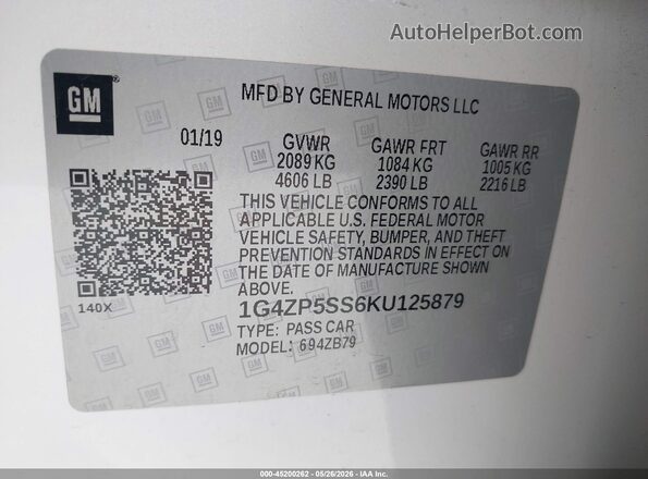 1G4ZP5SS6KU125879 2019 BUICK LACROSSE White Vista del compartimento del motor