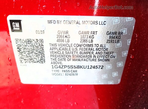 1G4ZP5SS8KU124572 2019 BUICK LACROSSE Red Vista del compartimento del motor