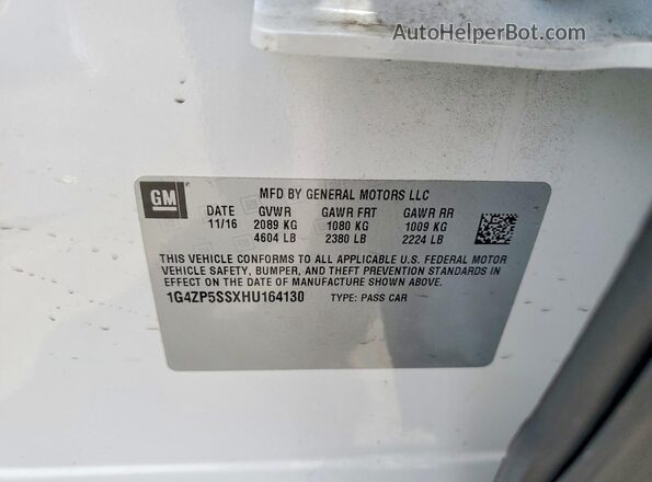 1G4ZP5SSXHU164130 2017 BUICK LACROSSE White Vista del compartimento del motor