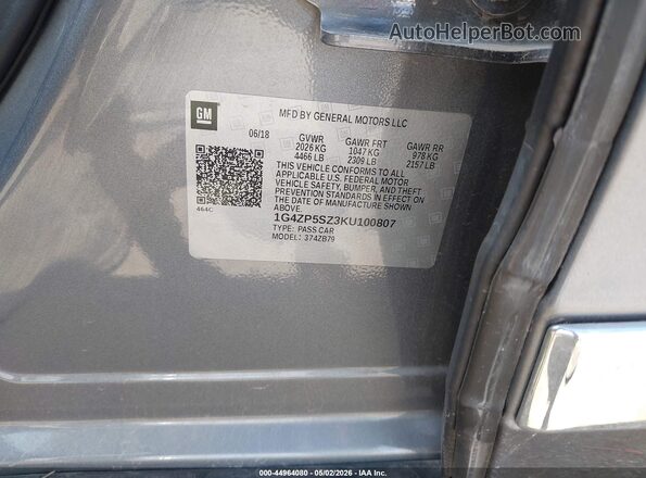 1G4ZP5SZ3KU100807 2019 BUICK LACROSSE Gray Vista del compartimento del motor